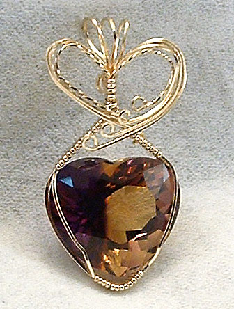 Ametrine gemstone heart pendant, Ametrine jewelry