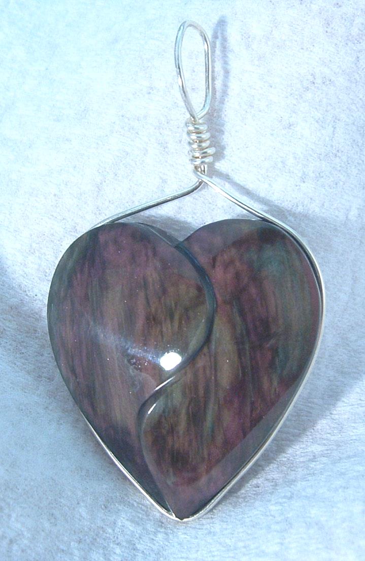 Obsidian heart pendant, rainbow obsidian jewelry