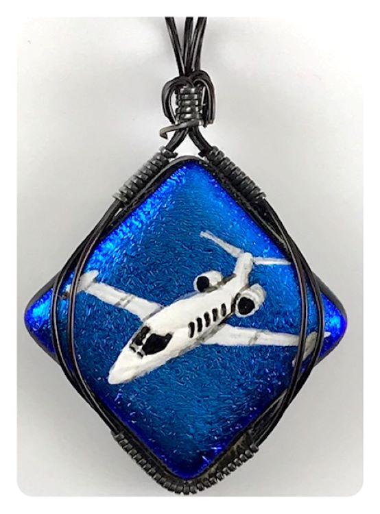 Lear jet pendant, airplane jewelry