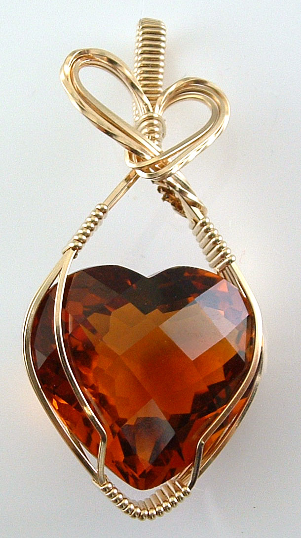 Citrine heart pendant, citrine jewelry