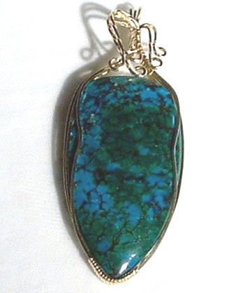 Malachite with Chrysocolla handmade pendant