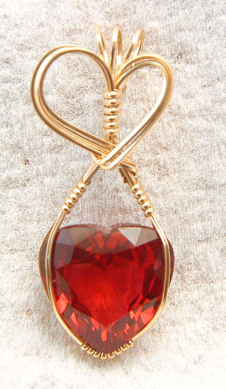 Ruby Heart pendant, handmade ruby jewelry